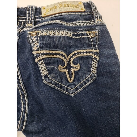 Rock Revival Women’s Erin S400 Blue Denim Faded Skinny Leg Jeans Size 27 - Picture 14 of 16